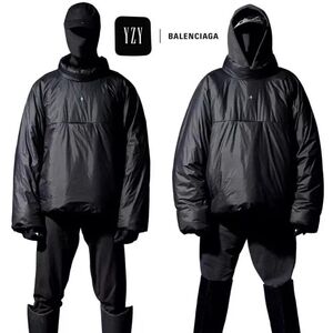 YZY Gap Padded Anorak HoodieMen's Black Oversized Jacket